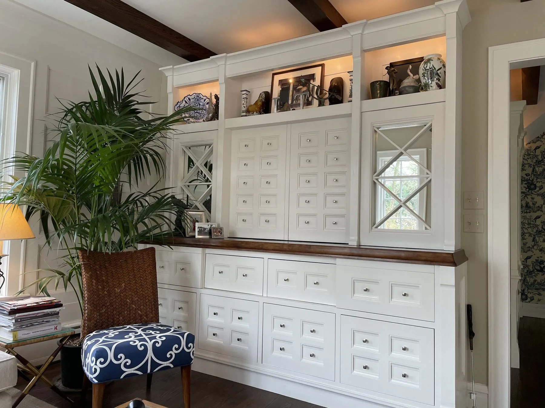 White kitchen and custom built-ins